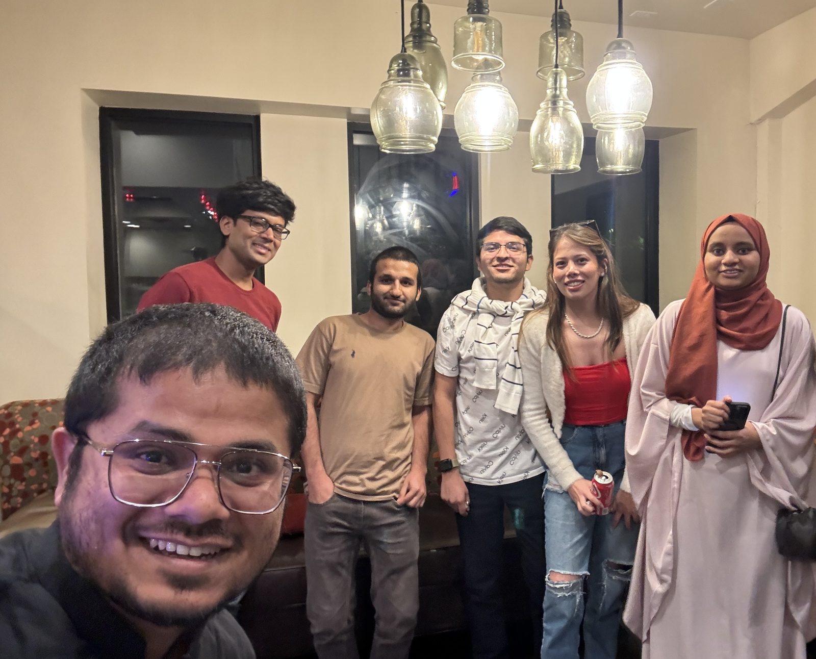 Lab members at a group social
